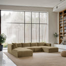 Meridian Shaggy Camel Corduroy Performance Fabric Modular Sectional IMAGE 2