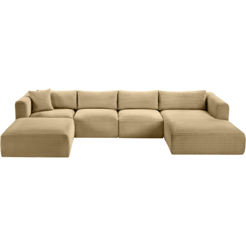 Meridian Shaggy Camel Corduroy Performance Fabric Modular Sectional IMAGE 6