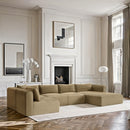 Meridian Shaggy Camel Corduroy Performance Fabric Modular Sectional IMAGE 2