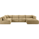 Meridian Shaggy Camel Corduroy Performance Fabric Modular Sectional IMAGE 3