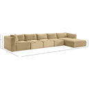 Meridian Shaggy Camel Corduroy Performance Fabric Modular Sectional IMAGE 12