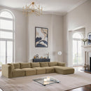 Meridian Shaggy Camel Corduroy Performance Fabric Modular Sectional IMAGE 2