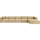 Meridian Shaggy Camel Corduroy Performance Fabric Modular Sectional IMAGE 3