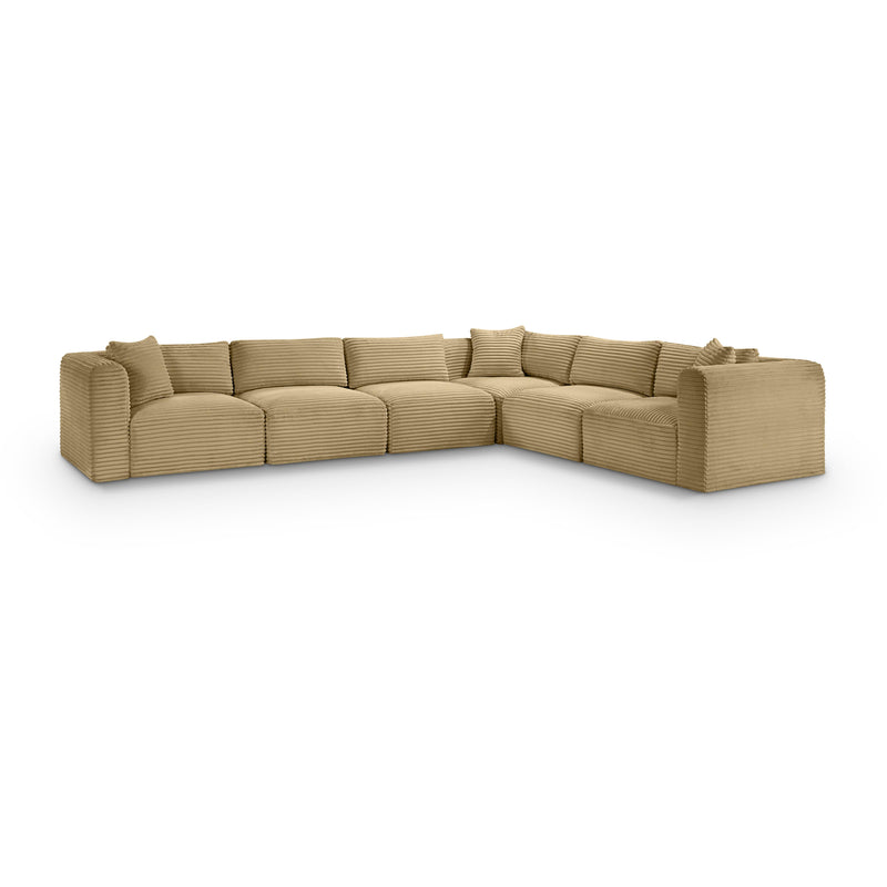 Meridian Shaggy Camel Corduroy Performance Fabric Modular Sectional IMAGE 1