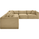 Meridian Shaggy Camel Corduroy Performance Fabric Modular Sectional IMAGE 4