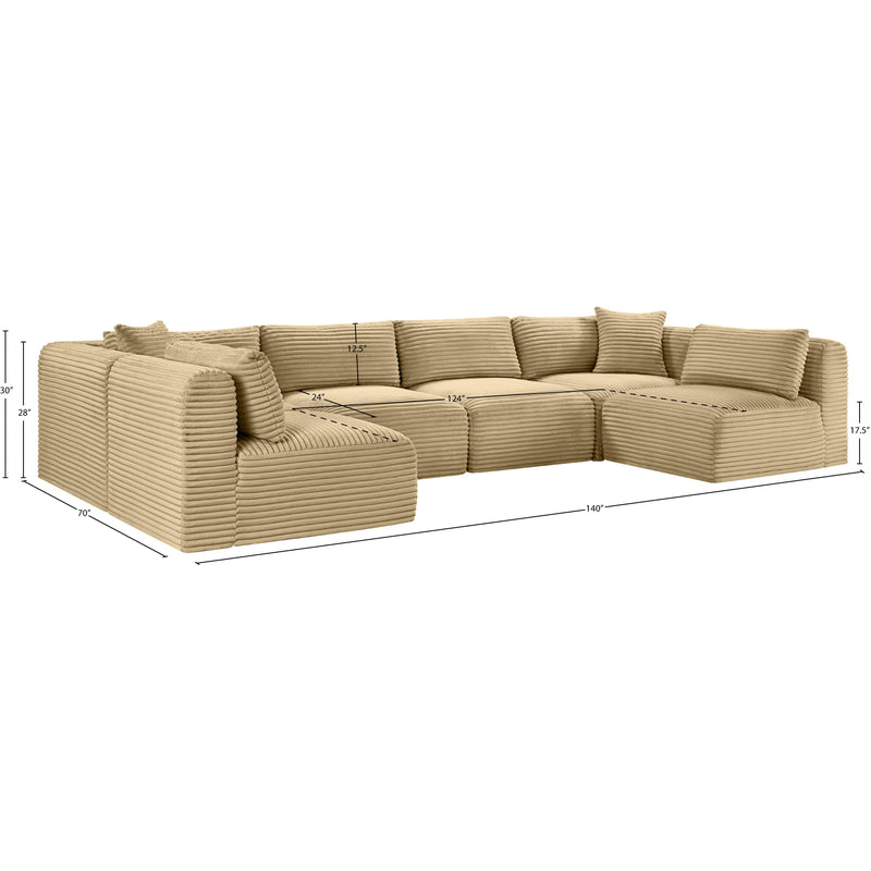 Meridian Shaggy Camel Corduroy Performance Fabric Modular Sectional IMAGE 12