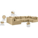 Meridian Shaggy Camel Corduroy Performance Fabric Modular Sectional IMAGE 13