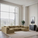 Meridian Shaggy Camel Corduroy Performance Fabric Modular Sectional IMAGE 2