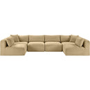 Meridian Shaggy Camel Corduroy Performance Fabric Modular Sectional IMAGE 3