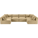 Meridian Shaggy Camel Corduroy Performance Fabric Modular Sectional IMAGE 6