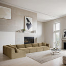 Meridian Shaggy Camel Corduroy Performance Fabric Modular Sectional IMAGE 2