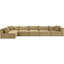 Meridian Shaggy Camel Corduroy Performance Fabric Modular Sectional IMAGE 3