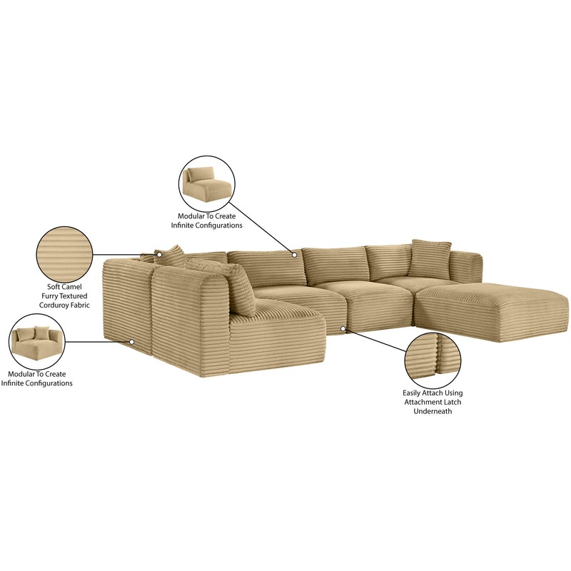 Meridian Shaggy Camel Corduroy Performance Fabric Modular Sectional IMAGE 14