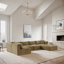 Meridian Shaggy Camel Corduroy Performance Fabric Modular Sectional IMAGE 2