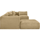 Meridian Shaggy Camel Corduroy Performance Fabric Modular Sectional IMAGE 4