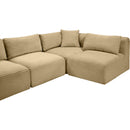 Meridian Shaggy Camel Corduroy Performance Fabric Modular Sectional IMAGE 9