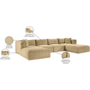 Meridian Shaggy Camel Corduroy Performance Fabric Modular Sectional IMAGE 12