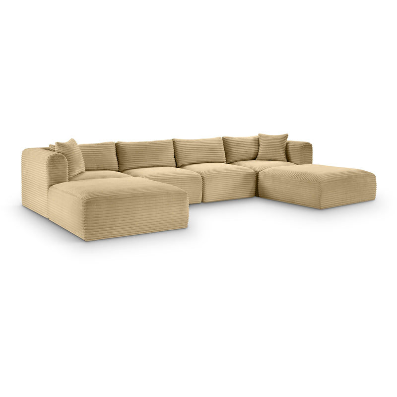 Meridian Shaggy Camel Corduroy Performance Fabric Modular Sectional IMAGE 1