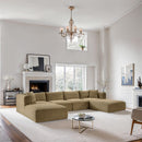 Meridian Shaggy Camel Corduroy Performance Fabric Modular Sectional IMAGE 2