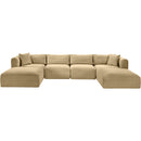 Meridian Shaggy Camel Corduroy Performance Fabric Modular Sectional IMAGE 3