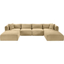 Meridian Shaggy Camel Corduroy Performance Fabric Modular Sectional IMAGE 6