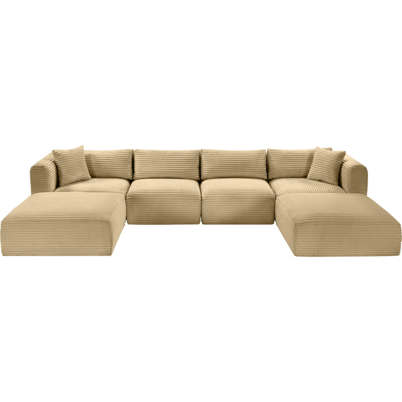 Meridian Shaggy Camel Corduroy Performance Fabric Modular Sectional IMAGE 6
