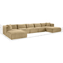 Meridian Shaggy Camel Corduroy Performance Fabric Modular Sectional IMAGE 13
