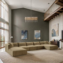 Meridian Shaggy Camel Corduroy Performance Fabric Modular Sectional IMAGE 2