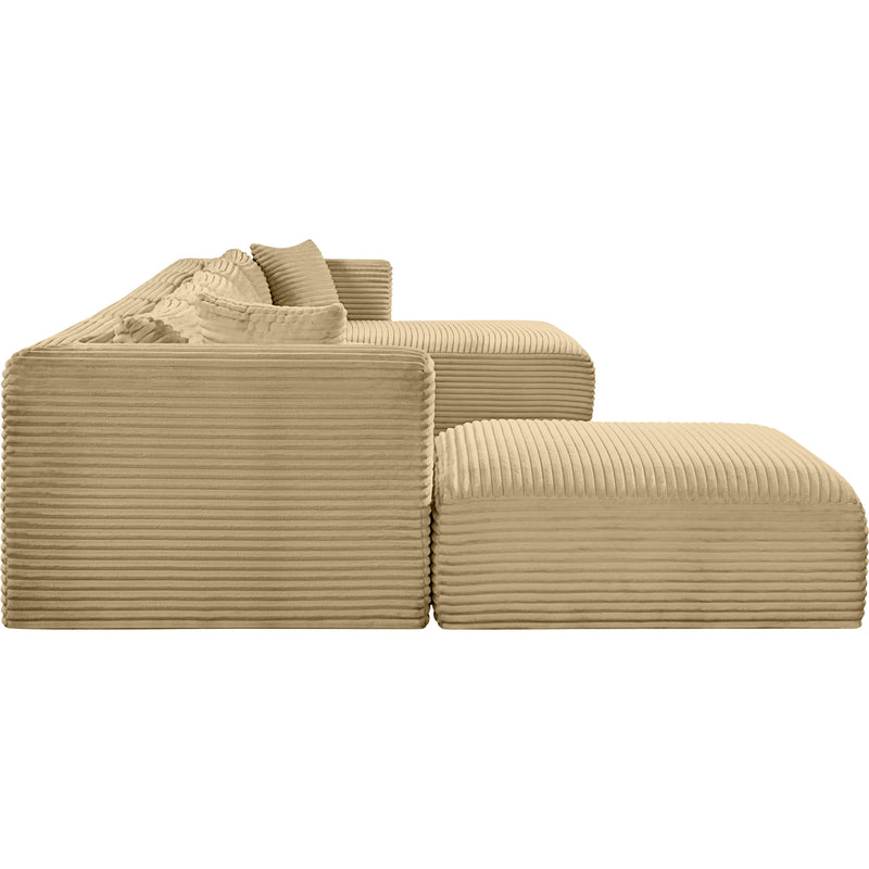 Meridian Shaggy Camel Corduroy Performance Fabric Modular Sectional IMAGE 4