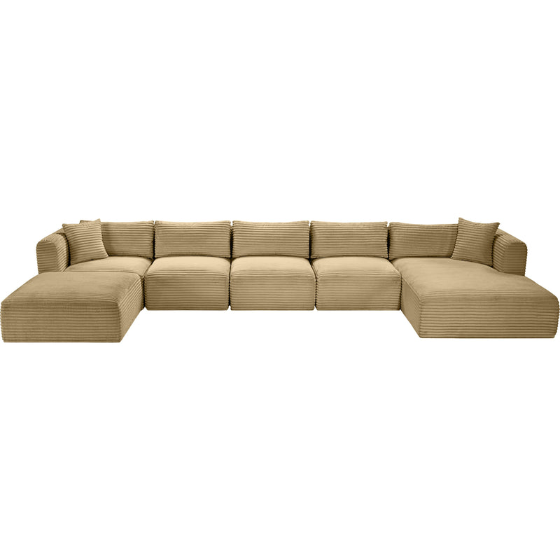 Meridian Shaggy Camel Corduroy Performance Fabric Modular Sectional IMAGE 6