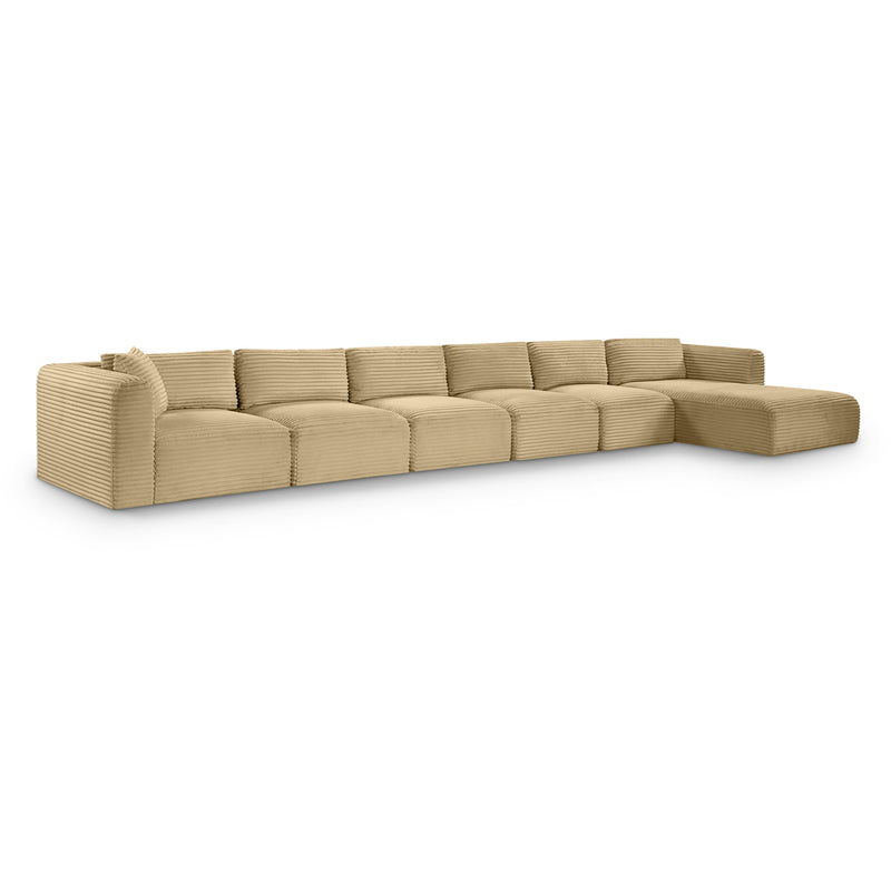 Meridian Shaggy Camel Corduroy Performance Fabric Modular Sectional IMAGE 1