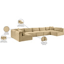 Meridian Shaggy Camel Corduroy Performance Fabric Modular Sectional IMAGE 13