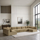 Meridian Shaggy Camel Corduroy Performance Fabric Modular Sectional IMAGE 2