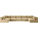 Meridian Shaggy Camel Corduroy Performance Fabric Modular Sectional IMAGE 3