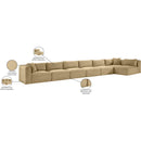 Meridian Shaggy Camel Corduroy Performance Fabric Modular Sectional IMAGE 14