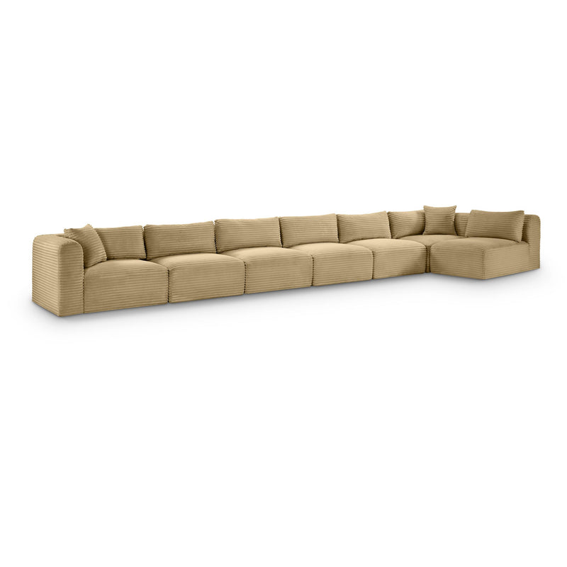 Meridian Shaggy Camel Corduroy Performance Fabric Modular Sectional IMAGE 1