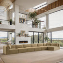 Meridian Shaggy Camel Corduroy Performance Fabric Modular Sectional IMAGE 2