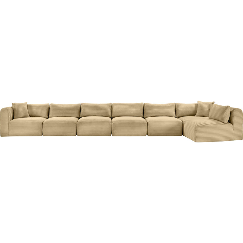 Meridian Shaggy Camel Corduroy Performance Fabric Modular Sectional IMAGE 3