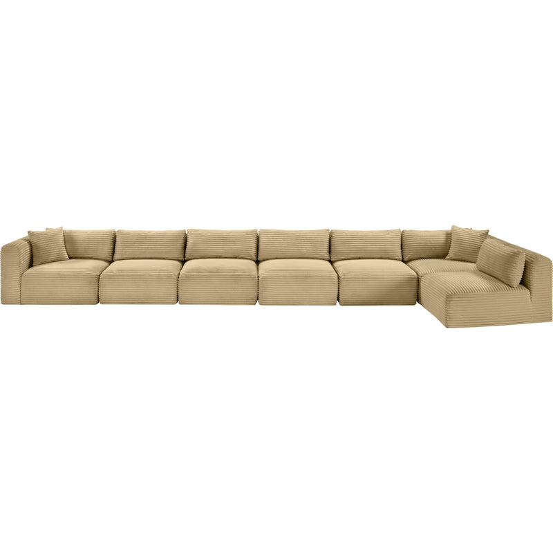 Meridian Shaggy Camel Corduroy Performance Fabric Modular Sectional IMAGE 6