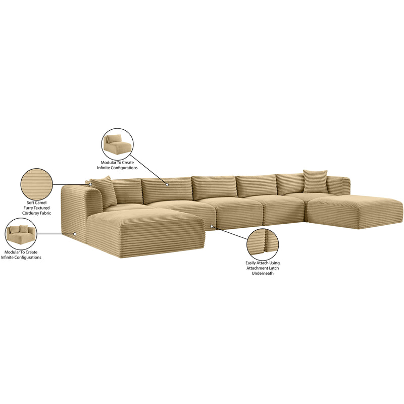 Meridian Shaggy Camel Corduroy Performance Fabric Modular Sectional IMAGE 12