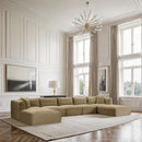 Meridian Shaggy Camel Corduroy Performance Fabric Modular Sectional IMAGE 2