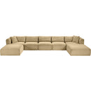 Meridian Shaggy Camel Corduroy Performance Fabric Modular Sectional IMAGE 6