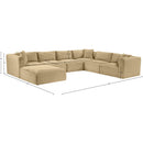 Meridian Shaggy Camel Corduroy Performance Fabric Modular Sectional IMAGE 13