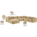 Meridian Shaggy Camel Corduroy Performance Fabric Modular Sectional IMAGE 14