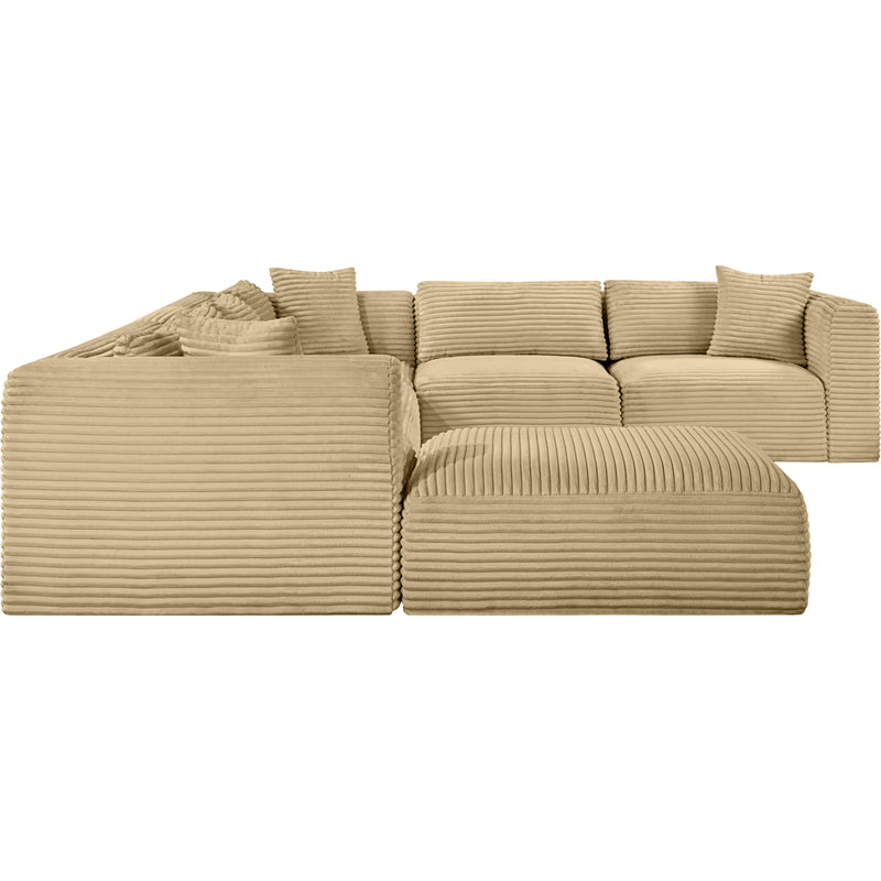 Meridian Shaggy Camel Corduroy Performance Fabric Modular Sectional IMAGE 4