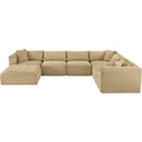 Meridian Shaggy Camel Corduroy Performance Fabric Modular Sectional IMAGE 6