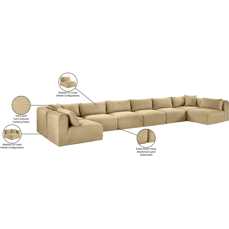 Meridian Shaggy Camel Corduroy Performance Fabric Modular Sectional IMAGE 13