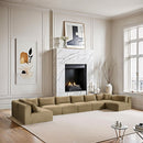 Meridian Shaggy Camel Corduroy Performance Fabric Modular Sectional IMAGE 2