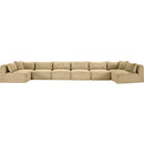 Meridian Shaggy Camel Corduroy Performance Fabric Modular Sectional IMAGE 3