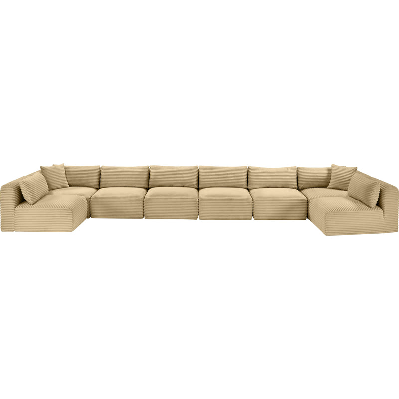 Meridian Shaggy Camel Corduroy Performance Fabric Modular Sectional IMAGE 6